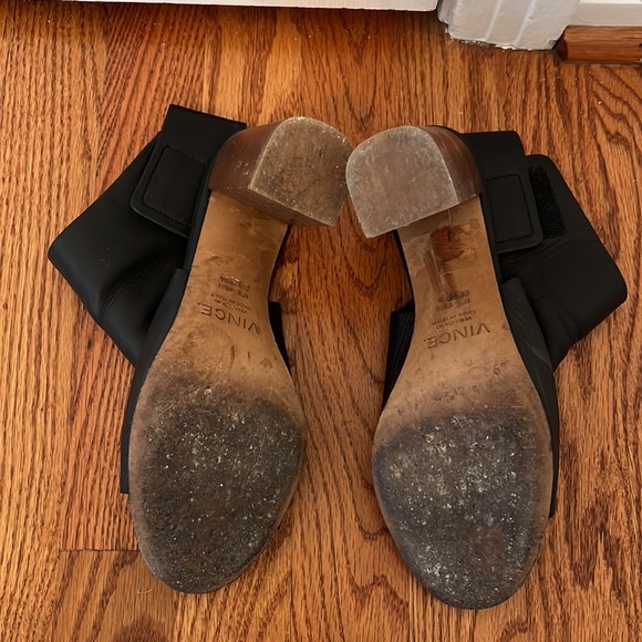 Vince Faye Open Toe Black Leather Bootie - Picture 7 of 8